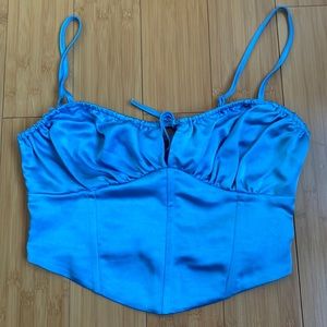 Kendall & Kylie Satin Corset Top in Blue